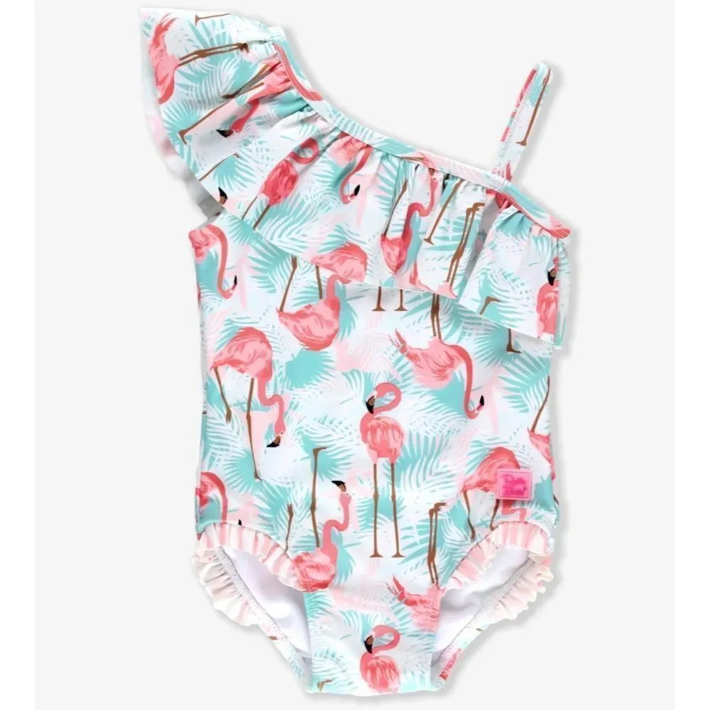 Ruffle Butts One Shoulder Ruffle One Piece Vibrant Flamingo 4T NWT in‎ packaging
